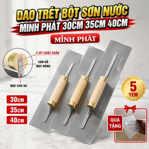 Dao Trét Bột Sơn Nước Minh Phát Thép Trắng Cán Đồng 30cm 35cm 40cm
