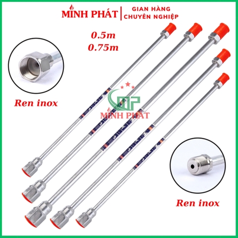 Cần Nối Dài Phun Sơn Công Nghiệp 1 Mét Dày 12mm 16mm Minh Phát, Cần Nối 1m  Đầu Inox Chống Va Đập