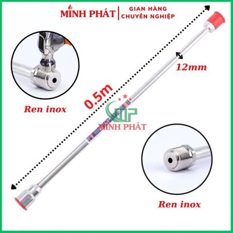 Cần Nối Dài Phun Sơn Công Nghiệp 1 Mét Dày 12mm 16mm Minh Phát, Cần Nối 1m  Đầu Inox Chống Va Đập