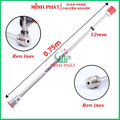 Cần Nối Dài Phun Sơn Công Nghiệp 1 Mét Dày 12mm 16mm Minh Phát, Cần Nối 1m  Đầu Inox Chống Va Đập