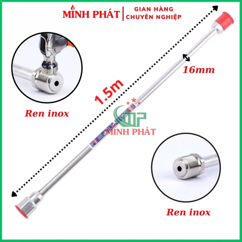 Cần Nối Dài Phun Sơn Công Nghiệp 1 Mét Dày 12mm 16mm Minh Phát, Cần Nối 1m  Đầu Inox Chống Va Đập