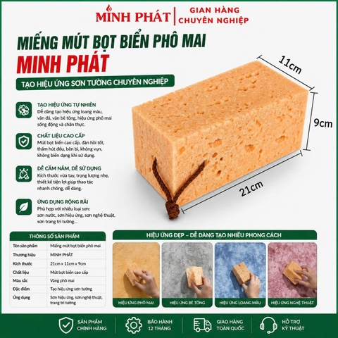 Miếng Mút Bọt Biển Phô Mai Minh Phát Tạo Hiệu Ứng Sơn Tường Trang Trí