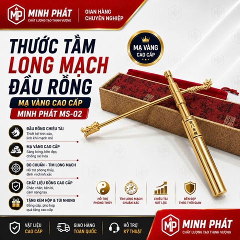 Thước Tầm Long Mạ Vàng Cao Cấp, Gậy Tầm Long Mạch Phong Thủy