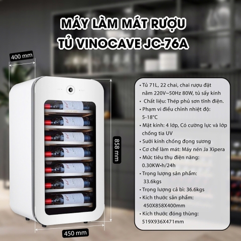 Tủ đựng rượu 22 chai Vinocave
