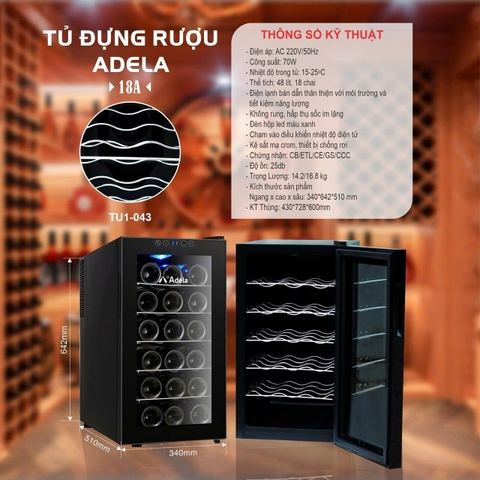 Tủ rượu 18 chai Adela