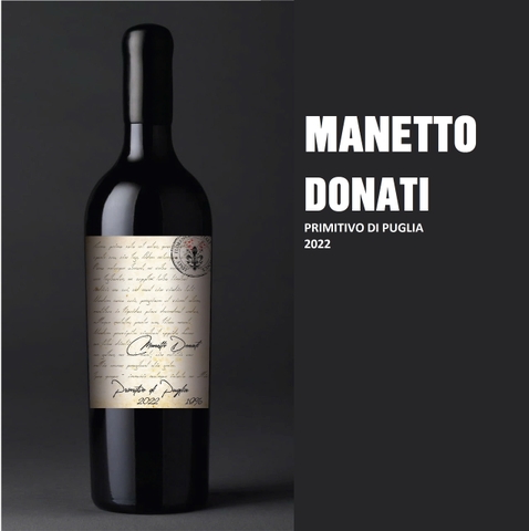 Rượu vang Manetto Donati Primitivo di Puglia 19%.