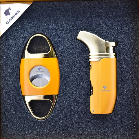 Set 2 phụ kiện cigar Cohiba bật lửa và dao cắt.