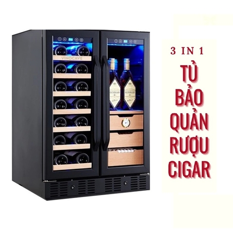 TỦ BẢO QUẢN RƯỢU VANG và CIGAR 2 TRONG 1