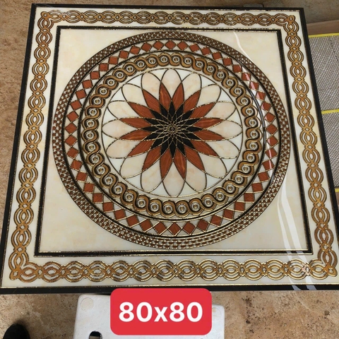 Gạch thảm chiếu nghỉ cầu thang, thang máy KT 80x80 cm HV-01 (khắc kim)