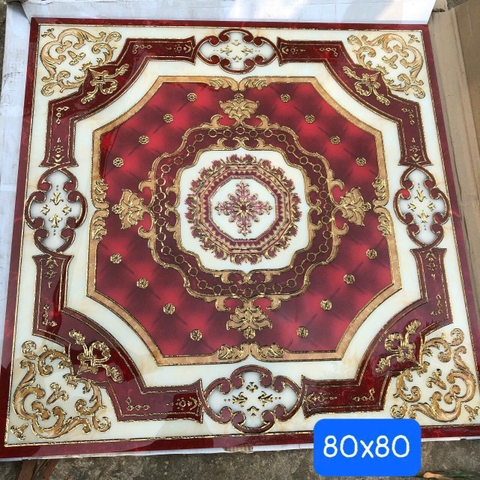 Gạch thảm chiếu nghỉ cầu thang, thang máy KT 80x80 cm HV-03 (khắc kim)