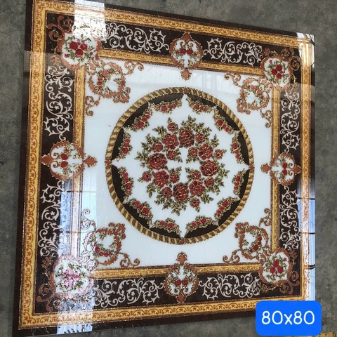 Gạch thảm chiếu nghỉ cầu thang, thang máy KT 80x80 cm HV-05 (khắc kim)