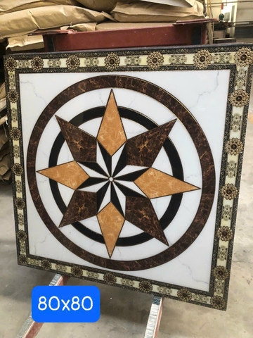 Gạch thảm chiếu nghỉ cầu thang, thang máy KT 80x80 cm HV-06 (khắc kim)