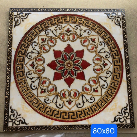 Gạch thảm chiếu nghỉ cầu thang, thang máy KT 80x80 cm HV-09 (khắc kim)