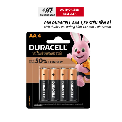 Pin Duracell Coppertop AA vỉ 4 viên