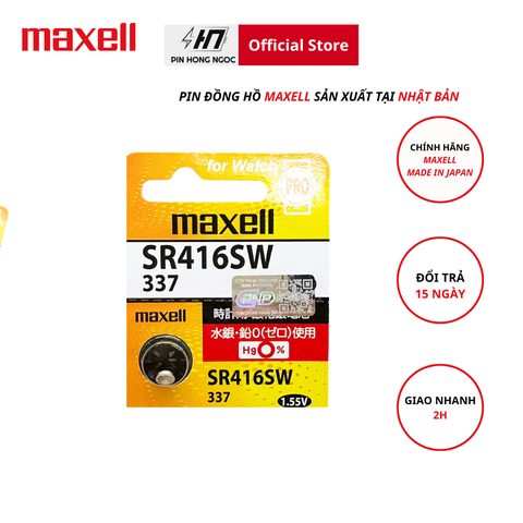 pin đồng hồ Maxell SR416 / 337 1,55v made in Japan