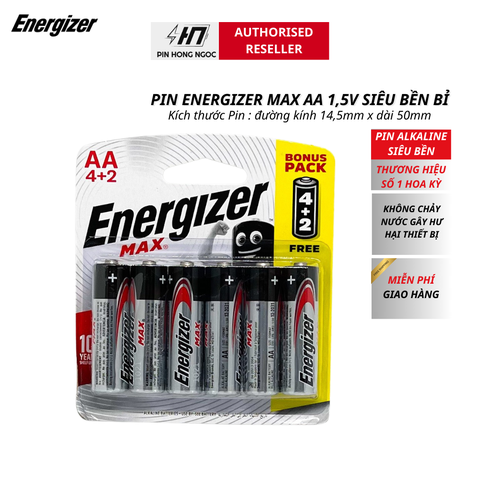 Pin AA Energizer Max AA E91 BP4+2 Vỉ 6 Viên
