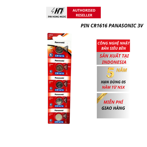 Vỉ 5 viên Pin CR1616 Panasonic Lithium 3V made in Indonesia