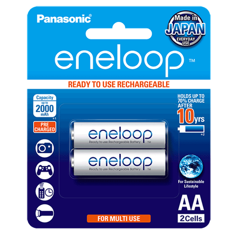 Vỉ 2 Viên Pin sạc AA Panasonic Eneloop BK-3MCCE 2000 mAh Sản xuất tại Nhật Bản