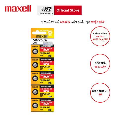 Pin SR726  , 397 Maxell Micro Battery SR726W vỉ 5 viên