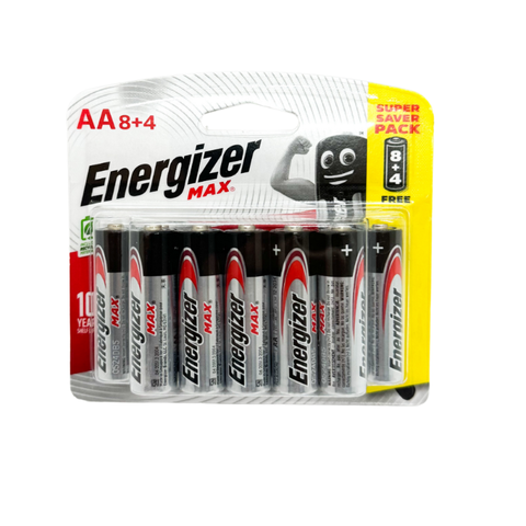 Vỉ 12 Viên Pin Energizer Max AA E91 Bp8+4 1,5V