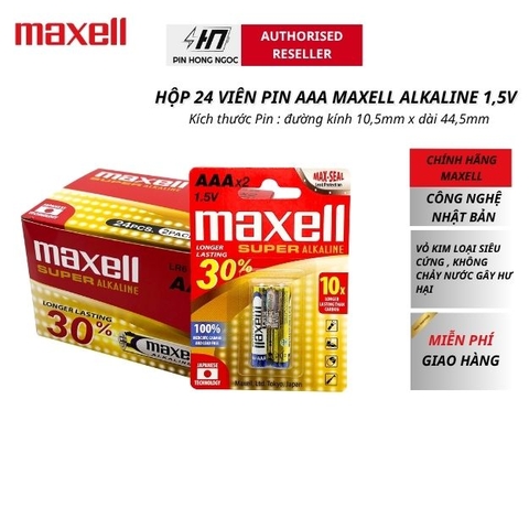 Hộp 24 Viên Pin Maxell Super Alkaline AAA 1,5V chính hãng