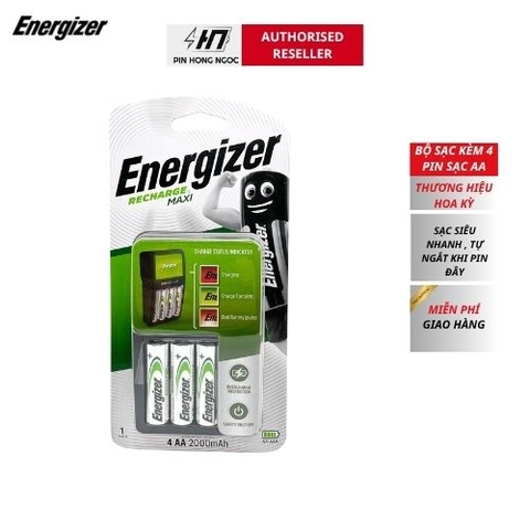 Bộ sạc pin Energizer CHVCM4 – Sạc nhanh, an toàn cho pin AA, AAA