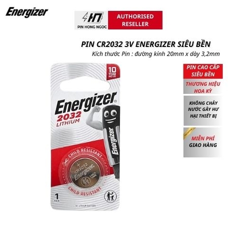 Pin CR2032 Energizer Lithium 3V BP1