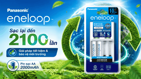 Bộ sạc Panasonic BQ CC51 kèm 2 Pin Eneloop AA 2000 mAh ( KJ51MCC20V )