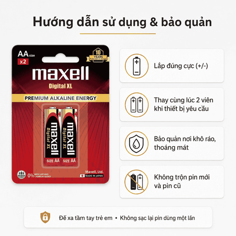 Hộp 20 Viên Pin Maxell Premium Alkaline Digital XL AA 1.5V