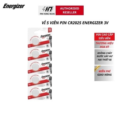 PIN CR2025 3V ENERGIZER LITHIUM ECR 2025 TS1X5 Vỉ 5 Viên