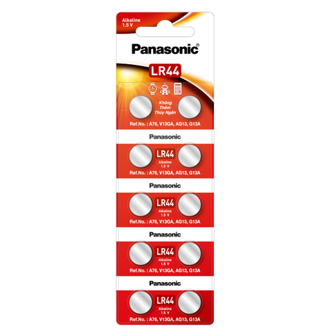 Pin Panasonic Alkaline LR44 cúc áo 1,5V  - Vỉ 10 Viên