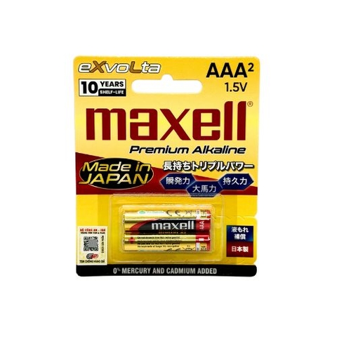 Vỉ 2 Viên Pin AAA Maxell Exvolta 1,5v MADE IN JAPAN
