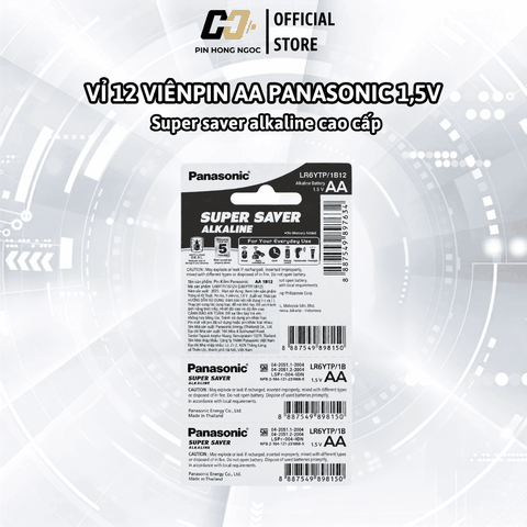 Vỉ 12 Viên Pin AA Panasonic LR6YTP1B12V Super Saver Alkaline 1.5V
