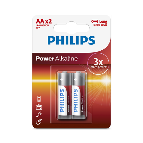 Pin AA Philips LR06P2/97 1.5V Power Alkaline – Vỉ 2 viên chính hãng