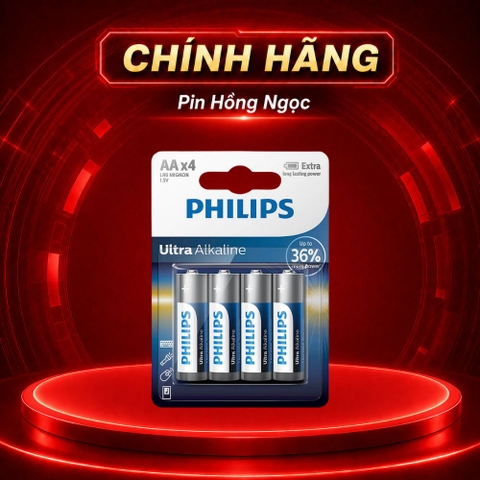 Pin Philips Ultra Alkaline AA 1.5V Vỉ 4 Viên Chính Hãng
