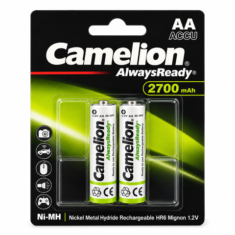 Pin Sạc AA Camelion AlwaysReady 2700mAh 1.2V Ni-MH – Vỉ 2 Viên Chính Hãng