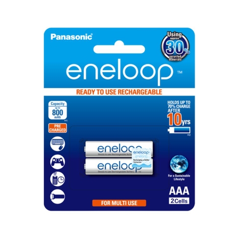 Vỉ 2 Viên Pin Sạc Panasonic Eneloop AAA 800mAh BK-4MCCE Chính Hãng