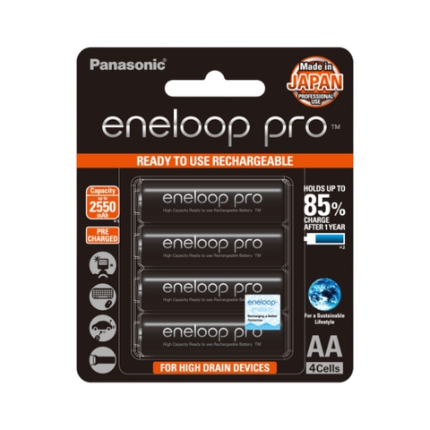 Pin sạc AA eneloop Pro 2550 mAh BK-3HCCE4BT3 Vỉ 4 Viên chính hãng