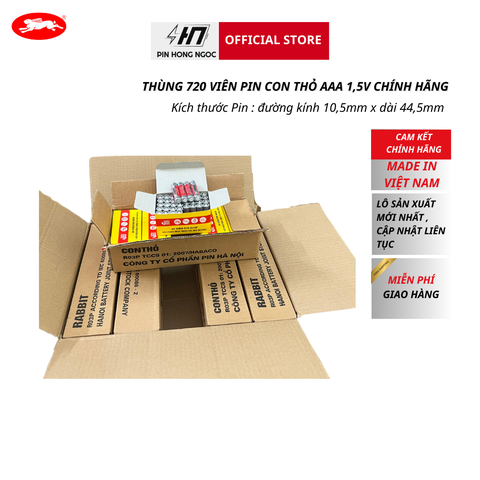 Pin Con Thỏ 1.5V AAA Chính Hãng thùng 1000 Viên