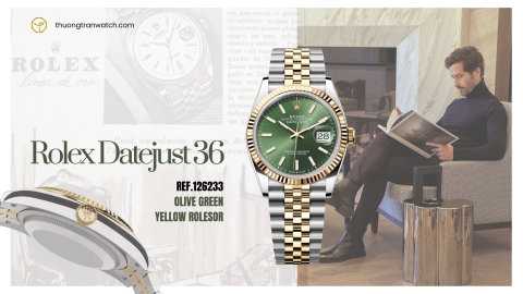 KHÁM PHÁ: ROLEX DATEJUST 36 REF.126233 – OLIVE GREEN YELLOW ROLESOR