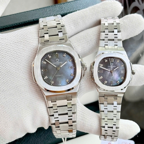 ĐỒNG HỒ ĐÔI CARNIVAL 8160G-VT-BLACK MOP - CARNIVAL 8160L-VT-DK BLACK MOP