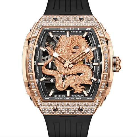 BONEST GATTI GHOST DRAGON STAR AUTOMATIC GOLD DIAMOND BG5605-A2