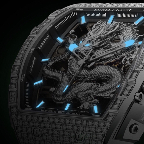 BONEST GATTI GHOST DRAGON STAR AUTOMATIC SILVER DIAMOND BG5605-A1