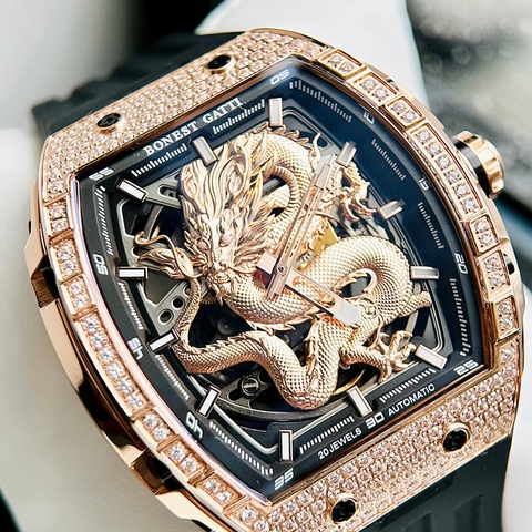 BONEST GATTI GHOST DRAGON STAR AUTOMATIC GOLD DIAMOND BG5605-A2