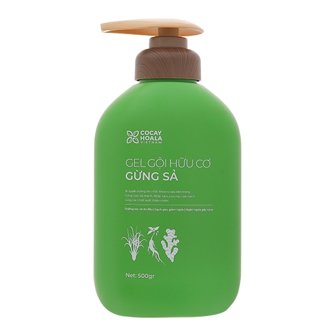 Gel gội hữu cơ Gừng Sả Cocay Hoala ngăn dầu, dưỡng ẩm chai 500g