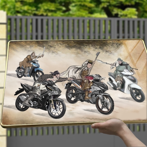 Tranh Tráng Gương TAM ANH CHIẾN LỮ BỐ chế hài hước CAO CẤP - MẪU 4