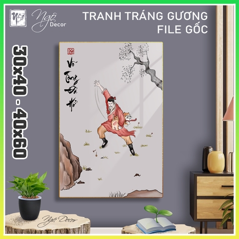 Tranh Tráng Gương VÕ TÒNG ĐẢ HỔ chế hài hước CAO CẤP (Mẫu 1)