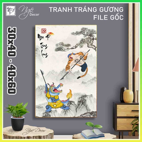 Tranh Tráng Gương NGOẠ HỔ TÀNG LONG chế hài hước CAO CẤP