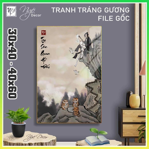 Tranh Tráng Gương TOẠ SƠN QUAN HỔ ĐẤU chế hài hước CAO CẤP - TRANH ĐỨNG