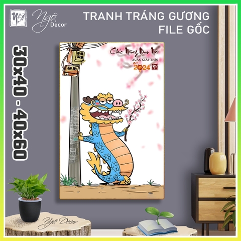 Tranh Tráng Gương RỒNG ĐỨNG ĐƯỜNG chế hài hước CAO CẤP